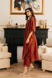 EMBROIDERED DRAPED - 3 PIECE MAROON