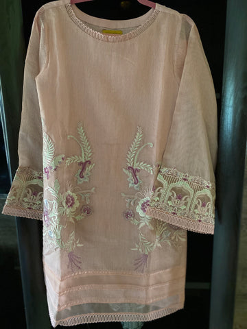 Threads n motifs small organza 3 piece suit tea pink