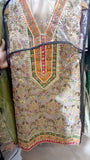 Orange tissue suit with red gotta dupatta