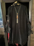 Desi rack black n maroon chiffon suit