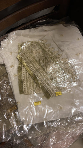Baroque white n gold silk pants fancy straight small