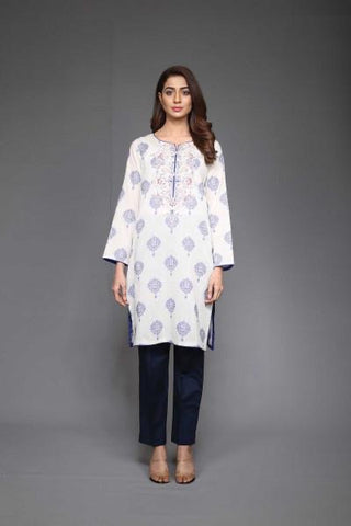 Chiynere White n blue jacquard shirt large