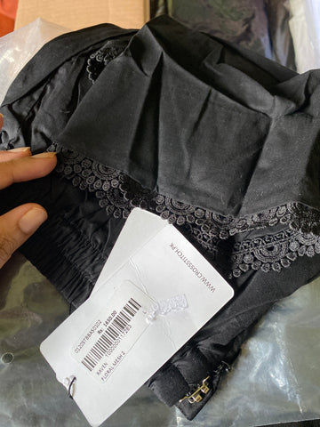 Cross stitch large black cotton pants