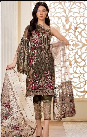 Ramsha brown suits chiffon