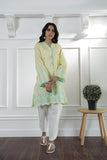 Ethnic lemon light yellow lawn shirt large