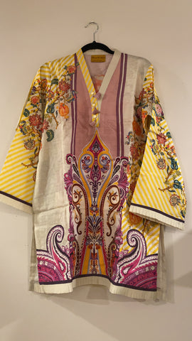 Threads n motifz 2 piece silk light yellow large