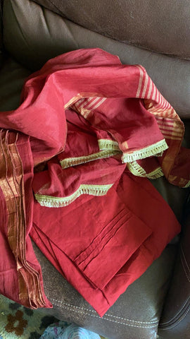 Lawn maroon dupatta and pants