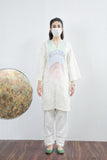 Ethnic block print off white shirt Lawn large