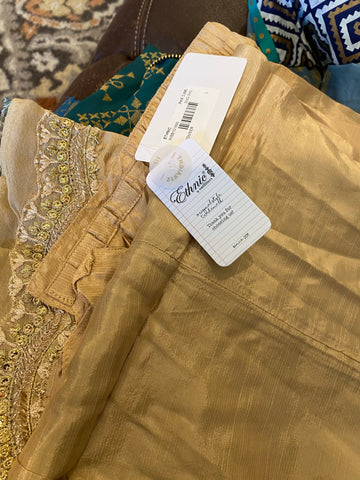 Ethnic gold formal silk trousers large