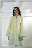 Ethnic lemon light yellow lawn shirt large