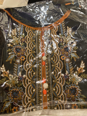 Baroque black embroidered Kurta shirt large