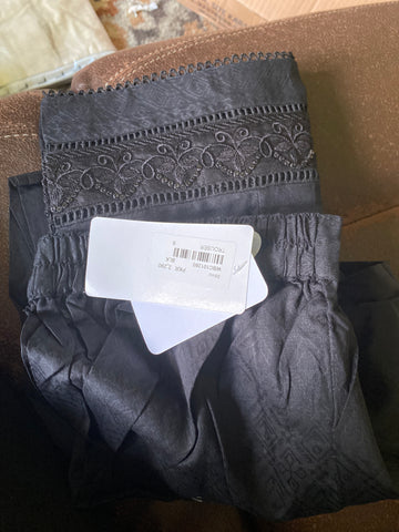 Ethnic self jacquard cotton black trousers xs and small