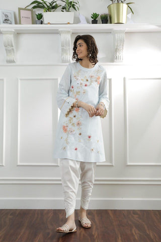 Ethnic sky blue cotton Shirt medium