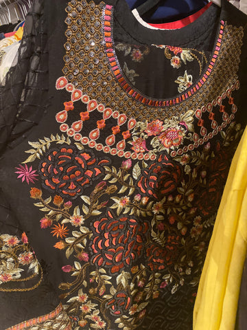 Ramsha chiffon black suit