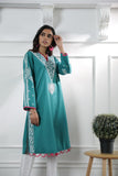 Ethnic green medium shirt lawn blocks print