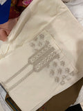 Khaadi pants white and chiffon dupatta pink