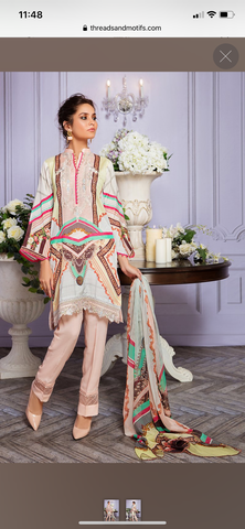 Threads n motifz large light pink 2 piece outfit silk