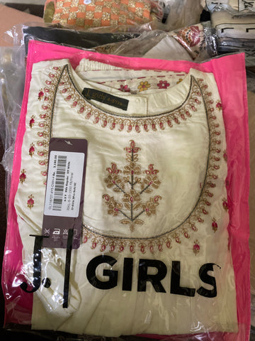 J. Girls off white 3 piece outfit Lawn 4-5 years