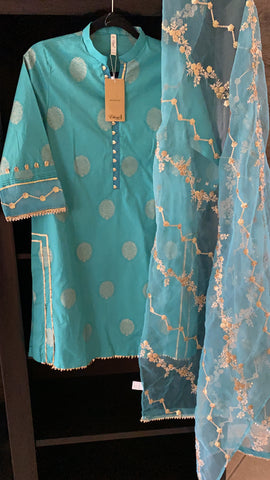 Ethnic blue 2 piece suit