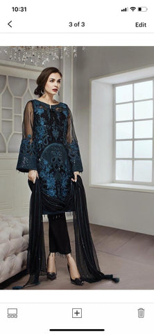 Jazmin black large chiffon suit