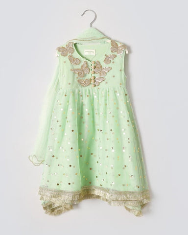 Hopscotch girl 3-6 months green outfit