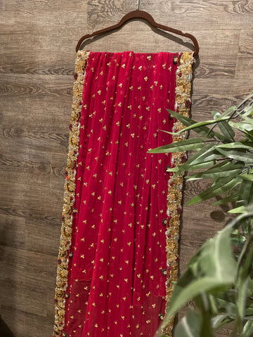 Custom bridal dupatta red