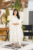 WHITE COTTON SILK PESHWAS - EMB 177
